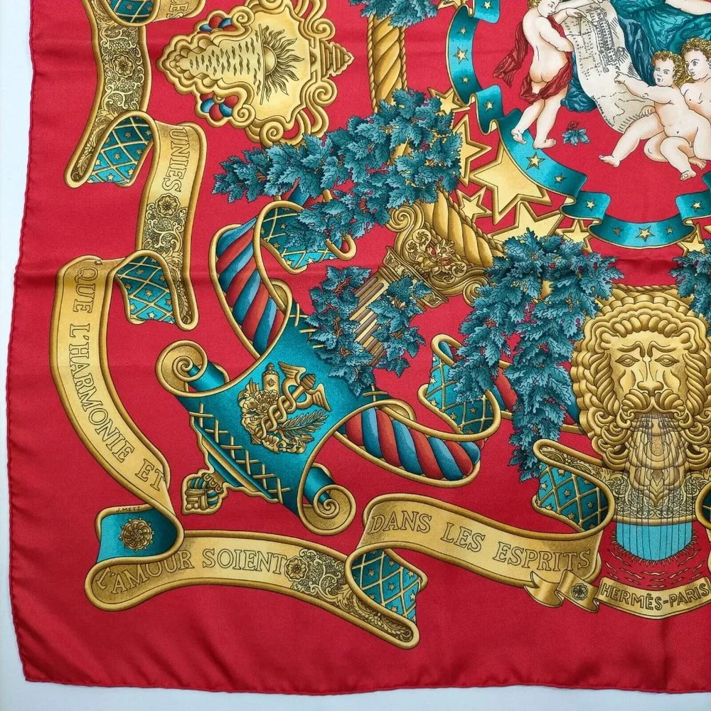 Authentic  Hermes scarf Carre 90 Reds Silk100% - Picture 5 of 10